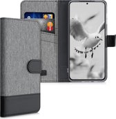 kwmobile telefoonhoesje geschikt voor Samsung Galaxy S21 - Hoesje met pasjeshouder in grijs / zwart - Case met portemonnee