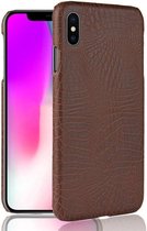 Backcover Slangenprint Fashion Hoesje iPhone XS Bruin - Gratis Screen Protector - Telefoonhoesje - Smartphonehoesje