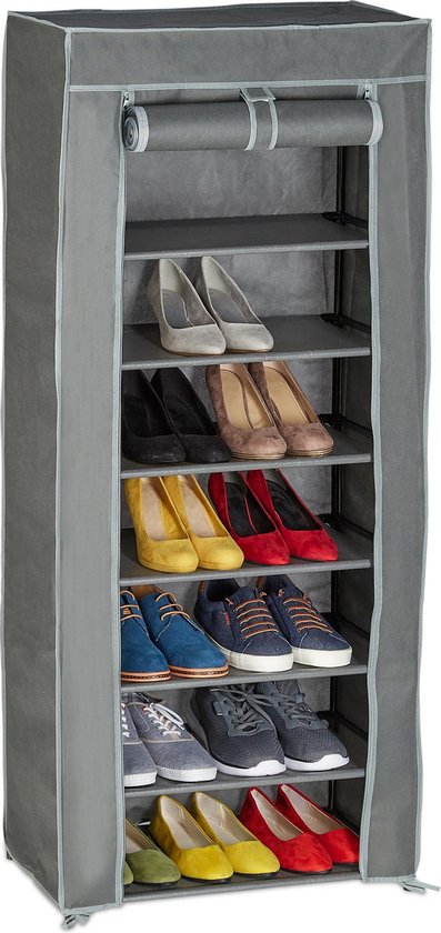 Relaxdays schoenenkast stof - schoenenrek 8 vakken - vouwkast schoenen -  opbergkast... | bol.com