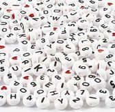 Perles de lettres, taille 7 mm, taille de trou 1,2 mm, blanc, 200g, environ 1500 pièces