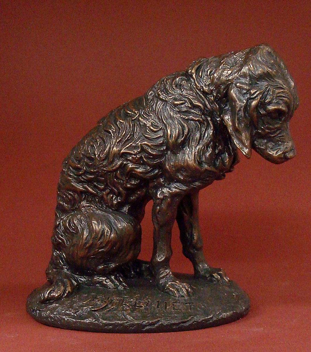Fremiet Zittende Hond – Bronskleurig Beeld – 12 cm – Klassieke Dierenfiguur