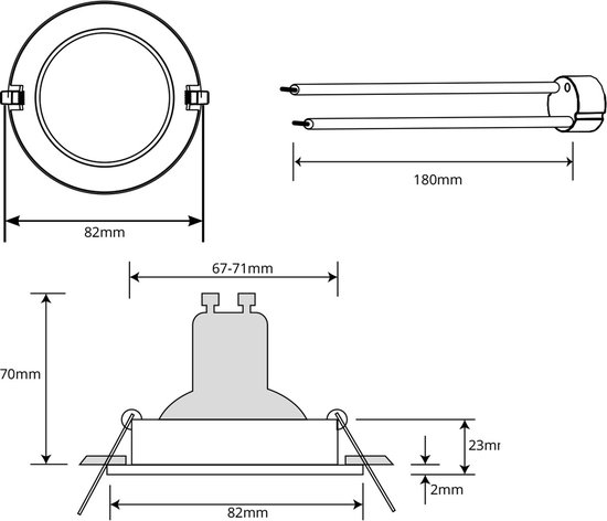 Aluminium Montageframe Draaibaar Voor GU10 Spots – Zilver Geborsteld, Voor Inbouw, Max 35W