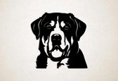 Wanddecoratie - Hond - Zwitserse sennenhond 4 - S - 45x45cm - Zwart - muurdecoratie - Line Art