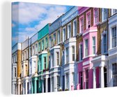 Canvas Schilderij Fel gekleurde huizen in Notting Hill Londen - 120x80 cm - Wanddecoratie