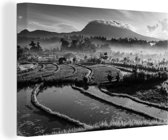 Canvas Schilderij Indonesië - Natuur - Zwart - Wit - 30x20 cm - Wanddecoratie
