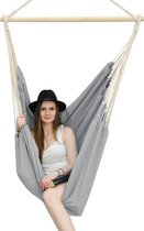 AMANKA XXL Hangstoel voor 2 Personen – 185 x 130 cm – max. 150 kg – 320 g/m² Katoen – met Houten Stang – 360° Draaibaar – Grijs Violet