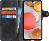 Samsung Galaxy A42 Hoesje Portemonnee Drukknoop Sluiting Zwart
