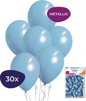 Blauwe Ballonnen - Metallic Ballonnen - Helium Ballonnen - Geboorte Versiering Jongen - 30 stuks