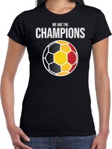 Belgie EK/ WK supporter t-shirt - we are the champions met Belgische voetbal - zwart - dames - kleding / shirt XL