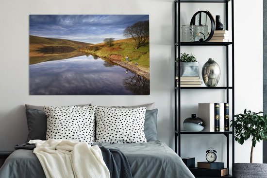 Canvas schilderij 120x80 cm - Wanddecoratie De Black Mountains in het Nationaal park Brecon Beacons met een donkere hemel - Muurdecoratie woonkamer - Slaapkamer decoratie - Kamer accessoires - Schilderijen op canvas
