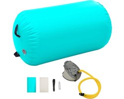 vidaXL - Gymnastiekrol - met - pomp - opblaasbaar - 100x60 - cm - PVC - groen
