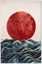 JUNIQE - Poster met kunststof lijst Sunrise in Japan -13x18 /Blauw &