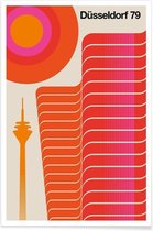JUNIQE - Poster Vintage Düsseldorf 79 -40x60 /Oranje & Rood