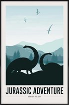 JUNIQE - Poster in kunststof lijst Jurassic Adventure I -20x30 /Blauw