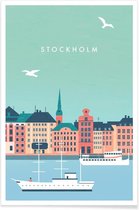 JUNIQE - Poster Stockholm - retro -20x30 /Kleurrijk