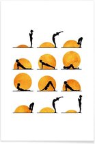 JUNIQE - Poster Yoga Sun -30x45 /Geel & Oranje