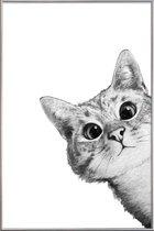 JUNIQE - Poster met kunststof lijst Sneaky Cat illustratie -30x45