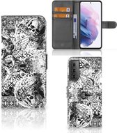 Telefoonhoesje Samsung Galaxy S21 Plus Wallet Book Case Skulls Angel