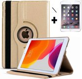 MHD shop Apple iPad 10,2 (2019 / 2020) bookcase 360 graden draaibare hoes (goud) + Screenprotector & Stylus pen