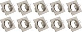 Spot Armatuur 10 Pack - Nitron - GU10 Fitting - Inbouw Vierkant - Mat Nikkel Aluminium - Kantelbaar 80mm