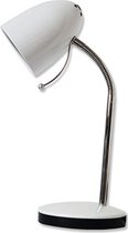 LED Bureaulamp - Igan Wony - E27 Fitting - Flexibele Arm - Rond - Glans Wit