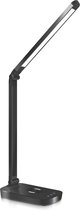 LED Tafellamp - Igan Sorina - 5W - Qi Draadloze Oplaadfunctie - Aanpasbare Kleur - Dimbaar - Mat Zwart
