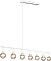 LED Hanglamp - Nitron Zuncka - E27 Fitting - 7-lichts - Rechthoek - Mat Wit - Aluminium