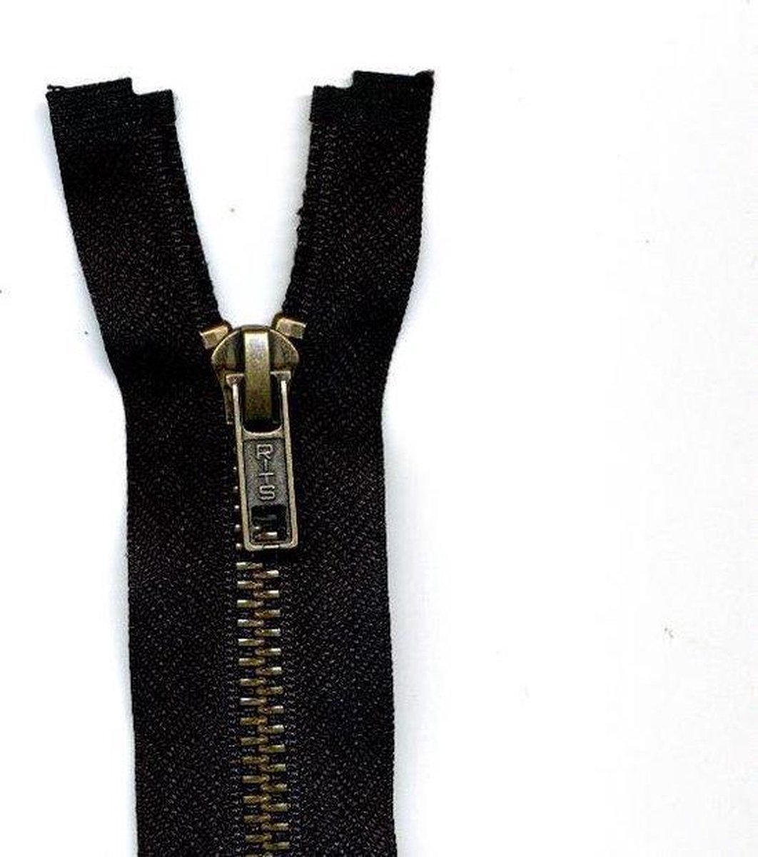 YKK Rits, zwart, deelbaar, Kopertandjes, lengte 70cm, per stuk.