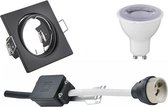 LED Spot Set - Nitron - GU10 Fitting - Dimbaar - Inbouw Vierkant - Mat Zwart - 6W - Natuurlijk Wit 4200K - Kantelbaar 80mm