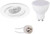 LED Spot Set - Luxino Delton Pro - GU10 Fitting - Inbouw Rond - Mat Wit - 6W - Helder/Koud Wit 6400K - Kantelbaar - Ø82mm