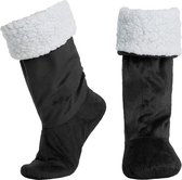 JAXY Huissokken - Verwarmde Sokken - Sloffen - Anti Slip Sokken - Warme Sokken - Fleece Sokken - Dikke Sokken - Fluffy Sokken - Pantoffels - Slof Sokken - Maat M/L - Zwart