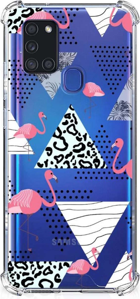TPU Case Anti-Shock voor Samsung Galaxy A21s Case Anti-shock Flamingo Triangle
