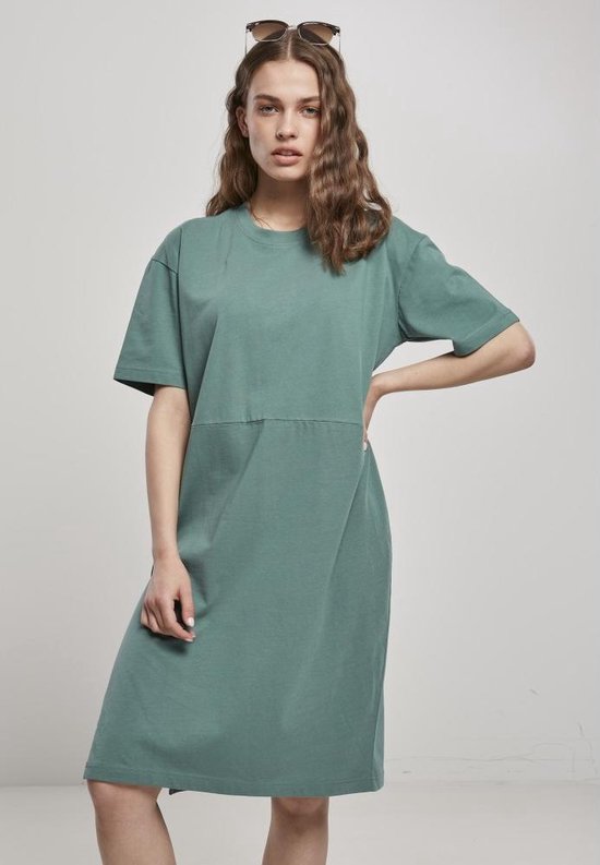 Urban Classics - Organic Oversized Slit Korte jurk - XS - Groen
