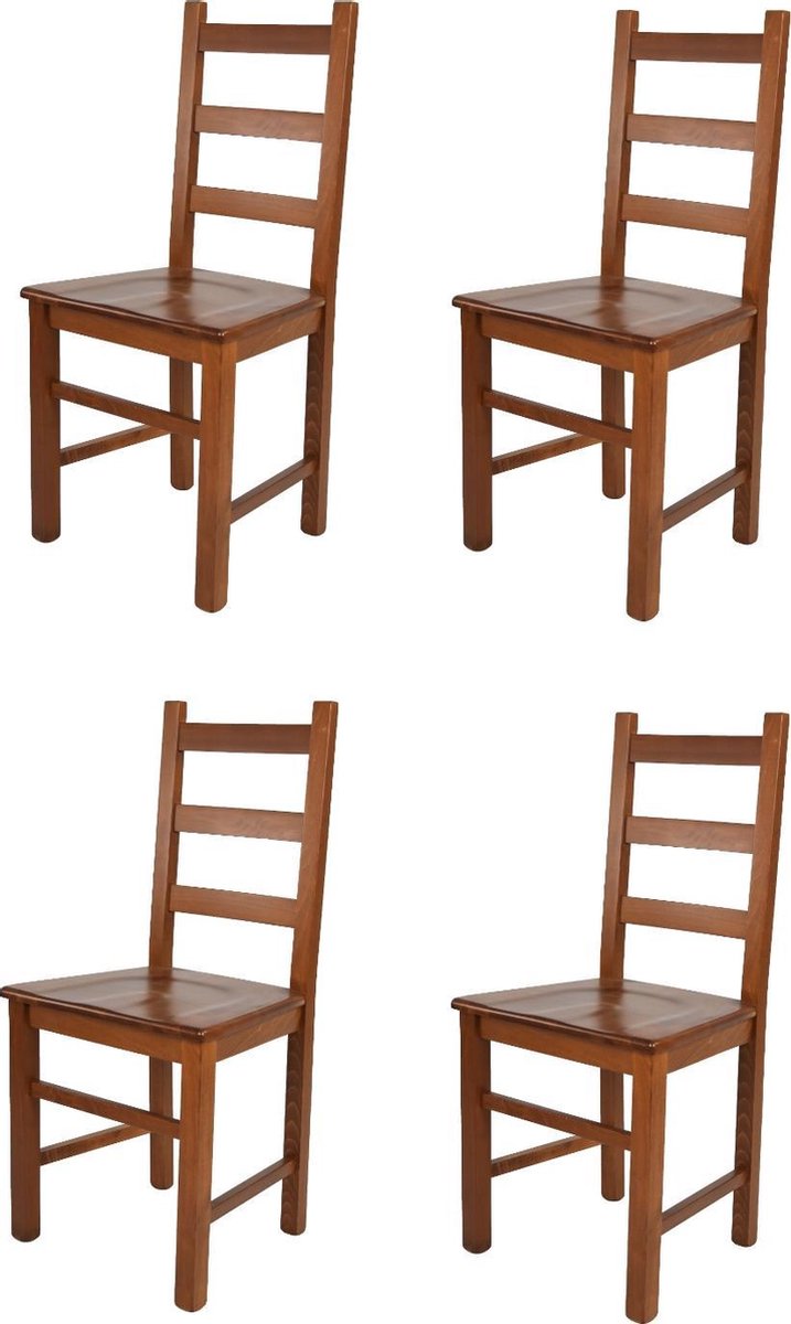 Tommychairs Rustica - Eetkamerstoelen - Set van 4 - Licht Walnoot - Hout