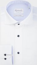 Wit twill shirt van Michaelis met details | Extra lange mouw-boordmaat: 45 / snow