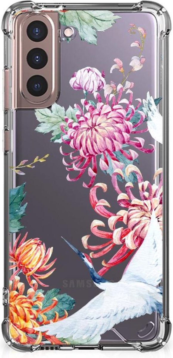Samsung Galaxy S21 Plus Case Anti-shock Bird Flowers