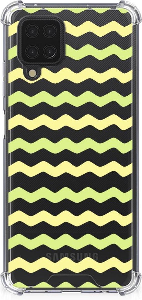 Samsung Galaxy A12 Doorzichtige Silicone Hoesje Waves Yellow