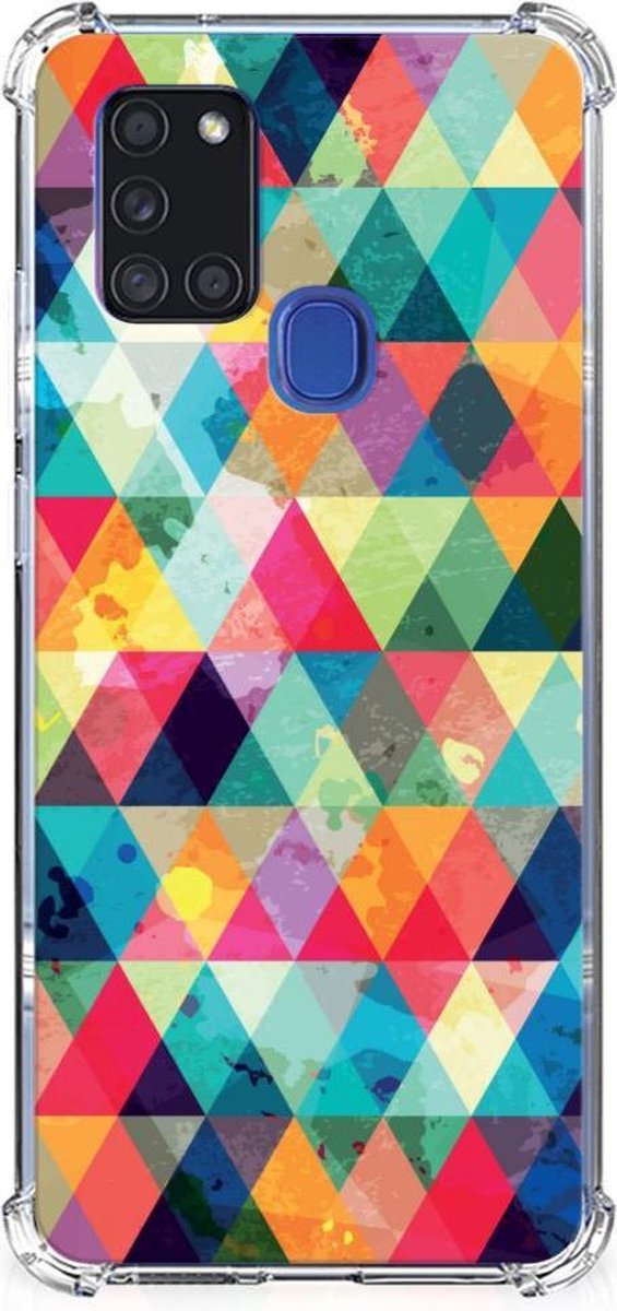 Samsung Galaxy A21s Doorzichtige Silicone Hoesje Geruit