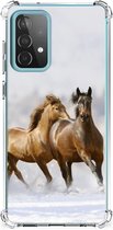 GSM Hoesje Samsung Galaxy A52 4G/5G Bumper Hoesje met transparante rand Paarden