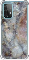 Telefoon Hoesje Geschikt voor Samsung Galaxy A52 4G/5G Telefoonhoesje met foto met transparante rand Marmer Grijs
