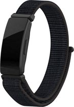 Nylon Smartwatch bandje - Geschikt voor  Fitbit Inspire nylon bandje - zwart - Horlogeband / Polsband / Armband