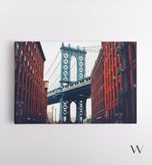 Manhattan Bridge in Brooklyn - Foto Prent Canvas Schilderijen (Wanddecoratie woonkamer / slaapkamer) -