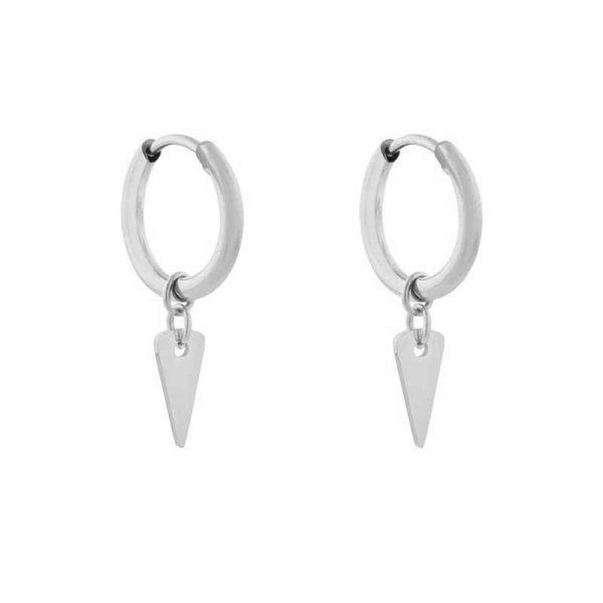 Essentialistics - Oorbellen minimalistisch driehoek groot - Zilver - Stainless steel (verkleurt niet) - Kliksluiting