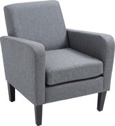 Nancy's Federal Way Fauteuil - Relax Fauteuil - Gestoffeerde Stoel - Retro - Linnen - Lichtgrijs - 66 x 72 x 74 cm
