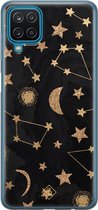Samsung A12 hoesje siliconen - Counting the stars | Samsung Galaxy A12 case | zwart | TPU backcover transparant