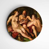 Muurcirkel Lot en zijn dochters | Trendy classic | Oude meester - 60x60cm, Dibond