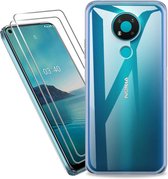 Nokia 3.4 Hoesje - Soft TPU Siliconen Case & 2X Tempered Glas Combi - Transparant