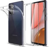 Soft Back Cover Hoesje Geschikt voor: Samsung Galaxy A72 5G - Soft TPU Siliconen Case & 2X Tempered Glas Combi - Transparant