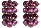 32x stuks kerstversiering kerstballen cherry roze (heather) van glas - 8 cm - mat/glans - Kerstboomversiering