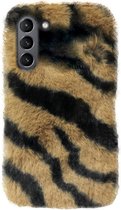 ADEL Siliconen Back Cover Softcase Hoesje voor Samsung Galaxy S21 Plus - Luipaard Fluffy Bruin